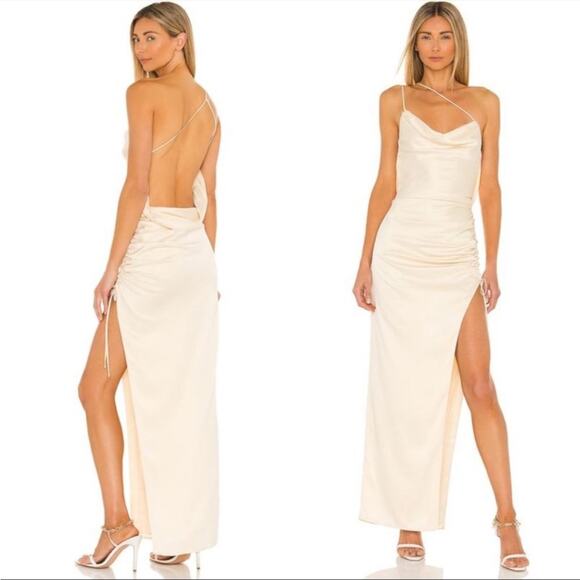 Lovers And Friends Maegan Cowl Neckline Satin Side Ruched maxi Dress NEW MEDIUM - Picture 11 of 11